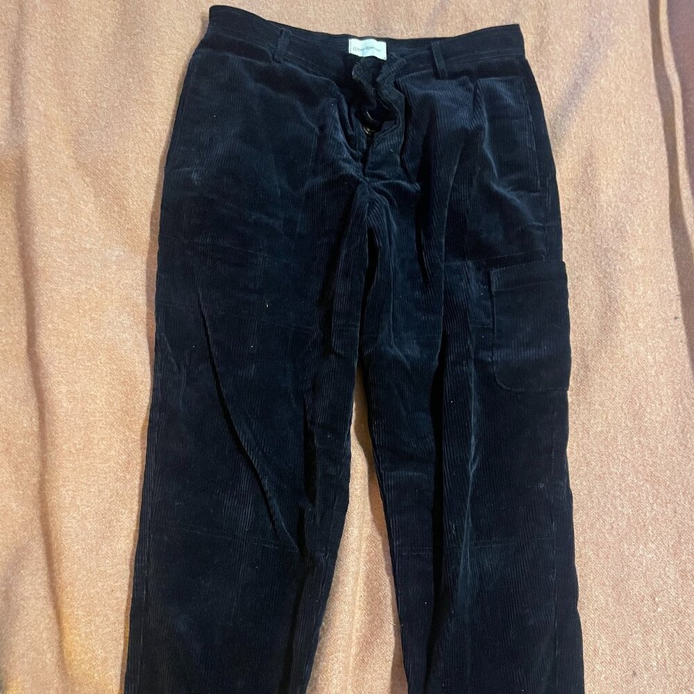 Oliver Spencer Corduroy Pants, Tapered, Size Medium, Black